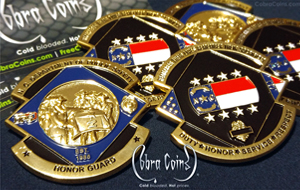 North Carolina Honor Guard Department of Public Safety
Custom shaped coin 3D Front and 3D Back Shiny Gold cobra coins cobracoins.com